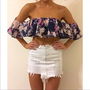 Floral off the shoulder crop top